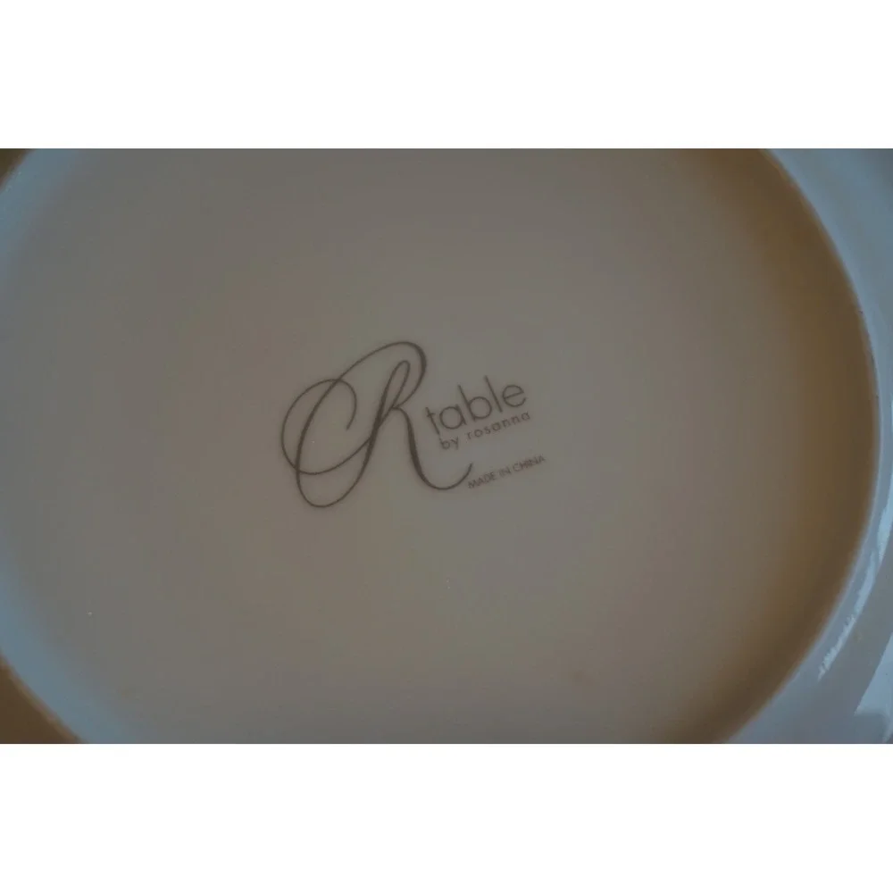 R Table by Rosanna Gold Damask White Porcelain Salad Dessert Plates Set of 5, 8